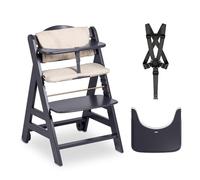Hauck Trona Beta Plus – Madera FSC, Cojín, Bandeja, Arnés, Ruedas, Antivuelco, desde 6 meses – Gris