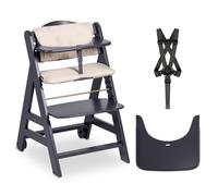 Hauck Trona Beta Plus – Madera FSC, Cojín, Bandeja, Arnés, Ruedas, Antivuelco, desde 6 meses – Gris
