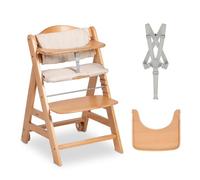 hauck Beta Plus Trona Evolutiva Madera con Certificado FSC® Cojín y Bandeja, Trona Bebe Evolutiva a partir de 6 Meses con Arnés de Seguridad y Ruedas, Sistema Antivuelco, Natural