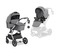hauck Carrito Bebe 2 en 1 Vision X Set, Capazo, desde el Nacimiento, Silla de Paseo 25 kg, Asiento Reversible, Reclinable, Cubrepiernas, Ruedas de Goma, Plegable, Compacto, Gris mezcla