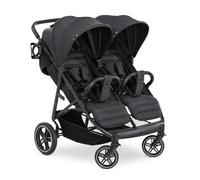 hauck Carrito doble Uptown Duo para niños desde el nacimiento hasta 15 kg (aprox. 3 años) con función reclinable, soporte para bebidas, UPF 50+, 2 cestas de hasta 3 kg, plegable (Melange Black)