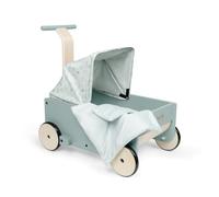 hauck Carrito Muñecas de Madera 2 en 1 Learn to Walk Dolls - Correpasillos y Cochecito de Juguete Apto desde 12 Meses con Freno - Ruedas de Goma - Asa Ajustable - Capota Plegable y Ropa de Cama