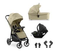 hauck Carro Bebe 3 Piezas Shop N Care Trio Set - Set de Carrito 3 en 1 con Cochecito, Silla de Coche y Silla de Paseo desde el Nacimiento hasta 22 kg, Compacto, Reclinable, Protección UV 50+ - Olive