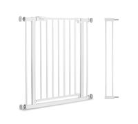 hauck Clear Step 2 Barrera Seguridad Niños Escalera con Ext. 9 cm para anchos de 84-89 cm, Puerta Seguridad Bebe sin Agujeros, Valla Seguridad Infantil, Vallas para Perros, Metal - Blanco