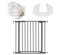 hauck Clear Step Autoclose 2 Barrera Seguridad Niños Escalera | Valla Infantil Ajustable de 75 a 80 cm | 3 Topes de Puerta | Vallas para Perros Umbral Plano y Cierre Automático - Gris