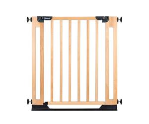hauck Clear Step EasyClose Eco Barrera Seguridad Niños Escalera y Puertas | Ajustable 75-80 cm - Altura 76 cm - Montaje con Taladro - Bebés hasta 24 Meses - También Vallas para Perros - Madera