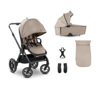 hauck Comfort N Care Air Set Cochecito 2in1 | Carrito Bebé desde Nacimiento hasta 22 kg - Capazo XL - Ruedas de Aire con Suspensión - Silla de Paseo Ligera Reversible y Reclinable - Adaptador - Moca