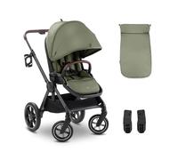 hauck Comfort N Care Carrito desde Nacimiento hasta 22 kg - Carro Bebé Reversible y Reclinable - Capota XL UPF 50+ - Silla de Paseo con Suspensión - Cubrepiernas y Portavasos - Oliva