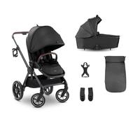 hauck Comfort N Care Set Cochecito 2in1 | Carrito Bebé desde Nacimiento hasta 22 kg - Capazo XL - Ruedas de Goma con Suspensión - Silla de Paseo Ligera Reversible y Reclinable - con Adaptador - Negro