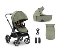 hauck Comfort N Care Set Cochecito 2in1 | Carrito Bebé desde Nacimiento hasta 22 kg - Capazo XL - Ruedas de Goma con Suspensión - Silla de Paseo Ligera Reversible y Reclinable - con Adaptador - Oliva