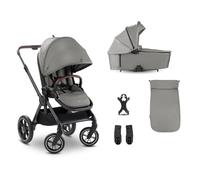 hauck Comfort N Care Set Cochecito 2in1 | Carrito Bebé desde Nacimiento hasta 22 kg - Capazo XL - Ruedas de Aire con Suspensión - Silla de Paseo Ligera Reversible y Reclinable - Adaptador - Gris