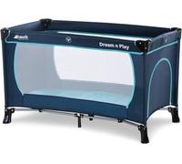 hauck Cuna de Viaje Bebé Dream N Play Plus | Parque Infantil para Niños desde Nacimiento hasta 15 kg - Plegable y Compacta - con Bolsa de Transporte y Base Plegable - 120x60 cm - Navy/Turquesa