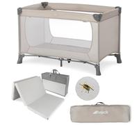 hauck Dream N Play Cuna de Viaje Bebe con Colchon y Mosquitera - Parque Infantil Plegable con Bolsa de Transporte - Ligera y Compacta - Beige