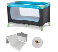hauck Dream N Play Cuna de Viaje Bebe con Colchon y Mosquitera - Parque Infantil Plegable con Bolsa de Transporte - Ligera y Compacta - Waterblue