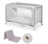 hauck Dream n Play Plus Set de Cuna de Viaje Bebe con Colchon y Mosquitera | Parque Infantil - Desde el Nacimiento con Bolsa - 120x60 cm - Dusty Mint