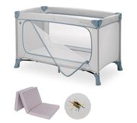 hauck Dream n Play Plus Set de Cuna de Viaje Bebe con Colchon y Mosquitera | Parque Infantil - Desde el Nacimiento con Bolsa - 120x60 cm - Dusty Blue