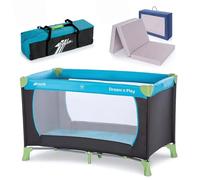 hauck Dream N Play Set Cuna de Viaje para Bebé con Colchón Alvi Confort - Parque Plegable Portátil para Recién Nacido o Niño, Cama Auxiliar con Bolsa de Transporte - Azul