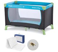 hauck Dream N Play Set Cuna de Viaje para Bebé con Colchón y Mosquitera - Parque Plegable Portátil para Recién Nacido o Niño - Cama Auxiliar con Bolsa de Transporte - Azul