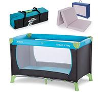 hauck Dream n Play Set de Cuna de Viaje Bebe con Colchon Alvi Confort Incluido, Parque Cuna con Colchon, Parque Bebe Plegable con Bolsa de Transporte - Azul