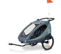 Hauck Dryk Duo Plus Remolque Bicicleta para 2 Niños y Carro Gemelar 2 en 1 - Remolque para Niños (6-48) Enganche Incluido, Suspensión, Plegable, Ajustable, Maletero XL - Azul