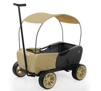 hauck Eco Mobil Carro de Mano, apto para 2 Niños, Carro Transporte Plegable, Antivuelco, Toldo, Bollerwagen Niños, Asiento Acolchado, Freno, Carro Plegable, Carga Máxima 50 kg, Safari Beige