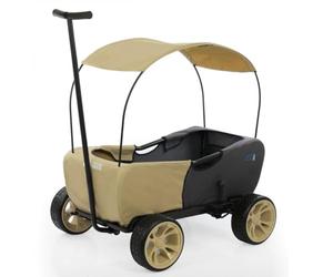 hauck Eco Mobil Carro de Mano, apto para 2 Niños, Carro Transporte Plegable, Antivuelco, Toldo, Bollerwagen Niños, Asiento Acolchado, Freno, Carro Plegable, Carga Máxima 50 kg, Safari Beige