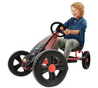 hauck Go Kart Cyclone - Kart Pedales para Niños de 4 a 10 Años - Coche Pedales con Ruedas de 12 Pulgadas - Go-Kart con Freno de Mano y Asiento Ajustable - Chasis de Acero - Negro/Rojo