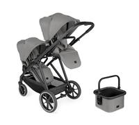 hauck Grow N Care Twin Set Carro Gemelar para 2 Niños - con Cesta Extra - 2 Asientos Reversibles con Respaldo Transpirable y Posición Reclinable hasta 22 kg - Plegado Compacto - Gris Oscuro