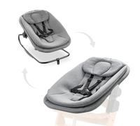 hauck Hamaca Bebé Ergonómica - Tumbona Bebes Recién Nacidos para Tronas de Madera Alpha Plus Beta Plus y Arketa, Mecedora hasta 15 kg, Arnés de 5 Puntos, Reductor de Asiento y Funda de Algodón -Gris