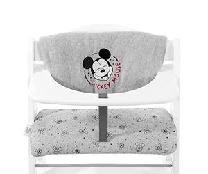 hauck Highchair Pad Deluxe, Mickey Mouse Gris - Cojín de 2 Piezas para Trona de Madera Alph Bet y Arketa - Fácil de Colocar y Lavable