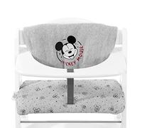 hauck Highchair Pad Deluxe, Mickey Mouse Gris - Cojín de 2 Piezas para Trona de Madera Alph Bet y Arketa - Fácil de Colocar y Lavable