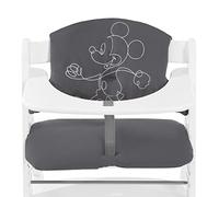 hauck Highchair Pad Select Funda Trona Algodón - Cojín para Trona de Madera Evolutiva Alpha Plus Beta Plus y Arketa - Cojin 2 Piezas Antideslizante para Sillas Evolutivas - Mickey Gris