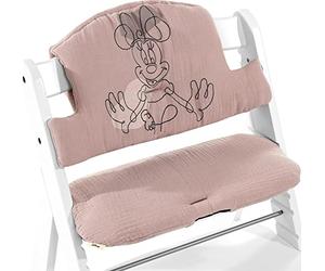 hauck Highchair Pad Select Funda Trona Algodón - Cojín para Trona de Madera Evolutiva Alpha Plus Beta Plus y Arketa - Cojin 2 Piezas Antideslizante para Sillas Evolutivas - Minnie Rosa