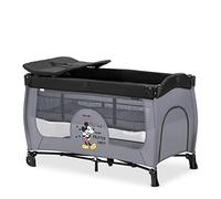 Hauck Juego de cuna de viaje Sleep N Play Center para bebés y niños pequeños desde el nacimiento hasta 15 kg, 120 x 60 cm, cambiador, 2º nivel, ruedas, escotilla lateral, plegable, bolsa de transporte, Mickey Mouse gris