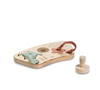 hauck Juego Encajables Bebé para Alph Bet y Arketa - Puzzle para Niños de Madera y Silicona Alimentaria - Estimula Coordinación Mano-ojo - Juguetes desde 10 Meses - Turtle & Flower