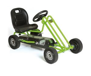 hauck Lightening Go Kart con Ruedas de Goma, Kart Pedales, Coches Niños, Freno de Mano, Asiento Ajustable en Tres Posiciones, 4-8 Años, Peso Max. Peso 50 kg, Respaldo alto, Verde
