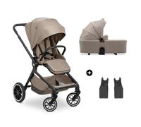 hauck Move N Care Set Carrito Bebe 2 en 1 - Carro con Capazo Grande desde el Nacimiento hasta 22 kg, Silla de Paseo Ligera Reversible y Reclinable, Suspensión, Protección UV 50+, Cesta XL - Mocha