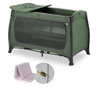 hauck Play n Relax Center Set de Cuna de Viaje Bebe con Colchon y Mosquitera | Dos Alturas para Recién Nacidos - Parque Infantil con Cambiador y Ruedas - Verde