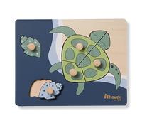 hauck Puzzle de Madera Bebé Puzzle N Sort con Tiradores, Tortuga | Juguete Montessori desde 1 año, piezas con forma de animales, bordes redondeados, madera certificada FSC®