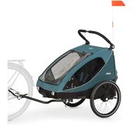 Hauck Remolque Bicicleta Niños 2 Plazas Dryk Duo - Carro Bici Infantil Completo Desde 6 Meses hasta 22 kg - Enganche Incluido - Silla de Paseo Gemelar Maletero XL - Plegable - Verde