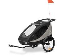 Hauck Remolque Bicicleta Niños 2 Plazas Dryk Duo - Carro Bici Infantil Completo Desde 6 Meses hasta 22 kg - Enganche Incluido - Silla de Paseo Gemelar Maletero XL - Plegable - Negro