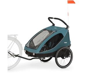 Hauck Remolque Bicicleta Niños 2 Plazas Dryk Duo - Carro Bici Infantil Completo Desde 6 Meses hasta 22 kg - Enganche Incluido - Silla de Paseo Gemelar Maletero XL - Plegable - Verde