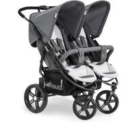 hauck Roadster Duo SLX Carro Doble Bebé | Silla de Paseo Gemelar Ligera desde el Nacimiento hasta 15 kg o 3 Años - Reclinable - Plegable Ultracompacta - Ruedas Grandes - Cesta XL - Gris