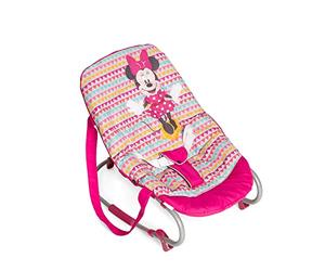 hauck Rocky - hamacas bebes Disney, de 0 meses hasta 9 kg, funcion mecedora, respaldo ajustable, sistema de arnes y asas de transporte, Minne Geo Pink (fucsia)