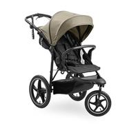 hauck Runner 3, Olive - Cochecito robusto todo terreno con freno de mano, parasol XL, portavasos, cubierta de lluvia, ruedas de aire XL, respaldo reclinable desde el nacimiento hasta 22 kg, mango