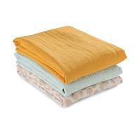 hauck Set 3 Muselinas de Bebé 80 x 80 cm, Cuddle N Clean Honey/Mint/Leo | Salvababas 100% algodón, suaves y transpirables, ideales como paño de lactancia, para envolver o para eructar el bebé