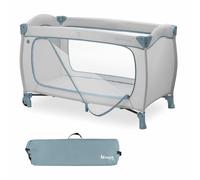Hauck Sleep N Play Go Plus Cuna de Viaje con Ruedas, Parque Infantil desde el Nacimiento, Cuna Bebe Viaje con Bolsa de Transporte, Parque Bebe Plegable con Apertura XL - Dusty Blue