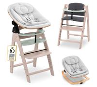hauck Trona de Madera de Haya Europea Arketa Newborn Set Eco Bouncer - Tronas Evolutivas para Bebé Aptas desde el Nacimiento con Accesorios Hamaca y Cojín Incluidos - Whitewashed Mint