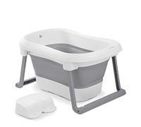 hauck Wash N Fold L, Bañera Plegable Bebé con Banqueta, Bañera Portátil Bebé para Recién Nacidos hasta 18 kg, Tapón Térmico, 80 x 56 x 44 cm