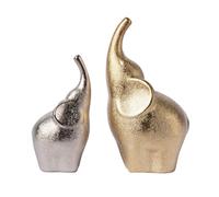 HAUCOZE 2 Pcs Estatua de Elefante Figura Animal Escultura Moderna Decoración Hogar Regalo Interior Arte para Salón Oficinas Comedor Cerámica 20cm